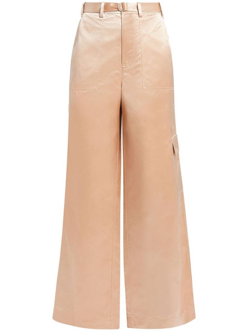 STAUD belted satin-finish palazzo pants - Neutrals von STAUD