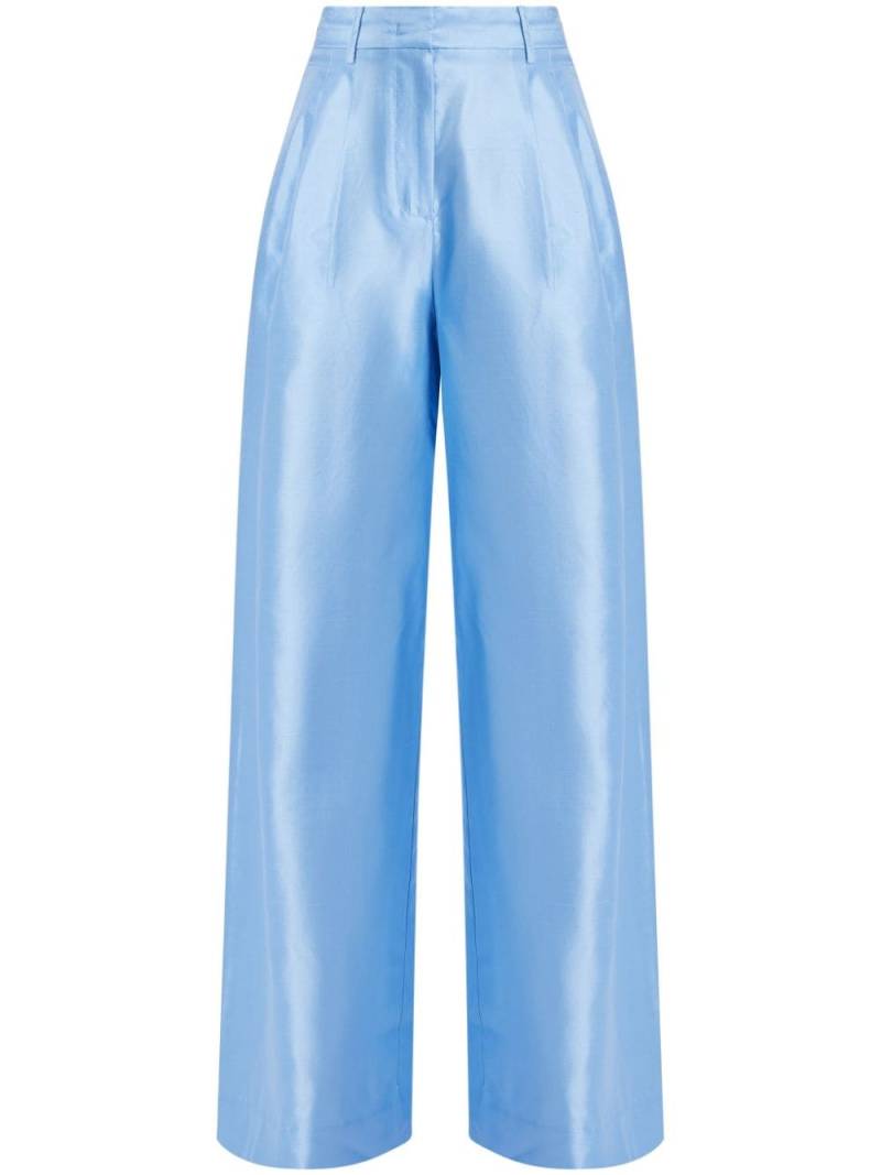 STAUD pleated silk palazzo pants - Blue von STAUD