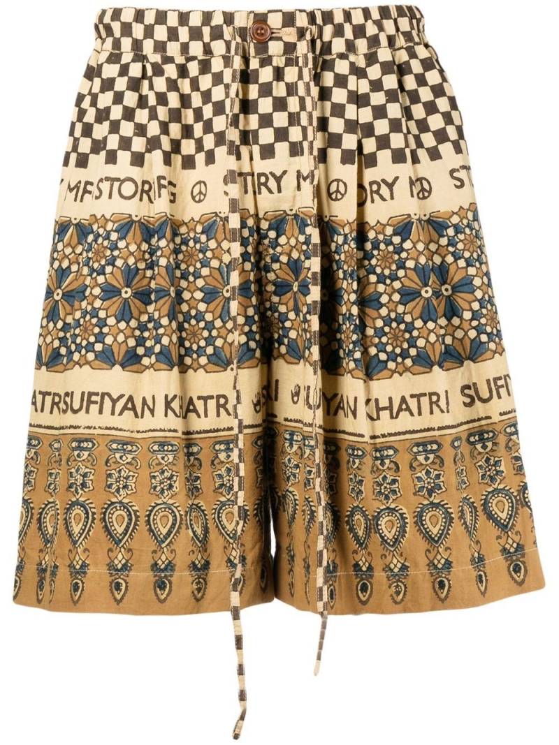 STORY mfg. Bridge block-print Bermuda shorts - Brown von STORY mfg.