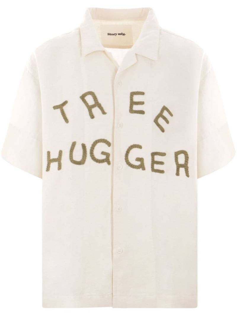 STORY mfg. Greetings appliqué-lettering shirt - Neutrals von STORY mfg.