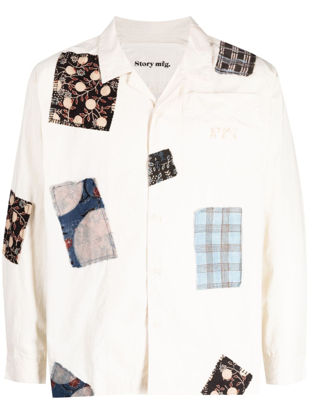 STORY mfg. Greetings patchwork cotton shirt - Neutrals von STORY mfg.