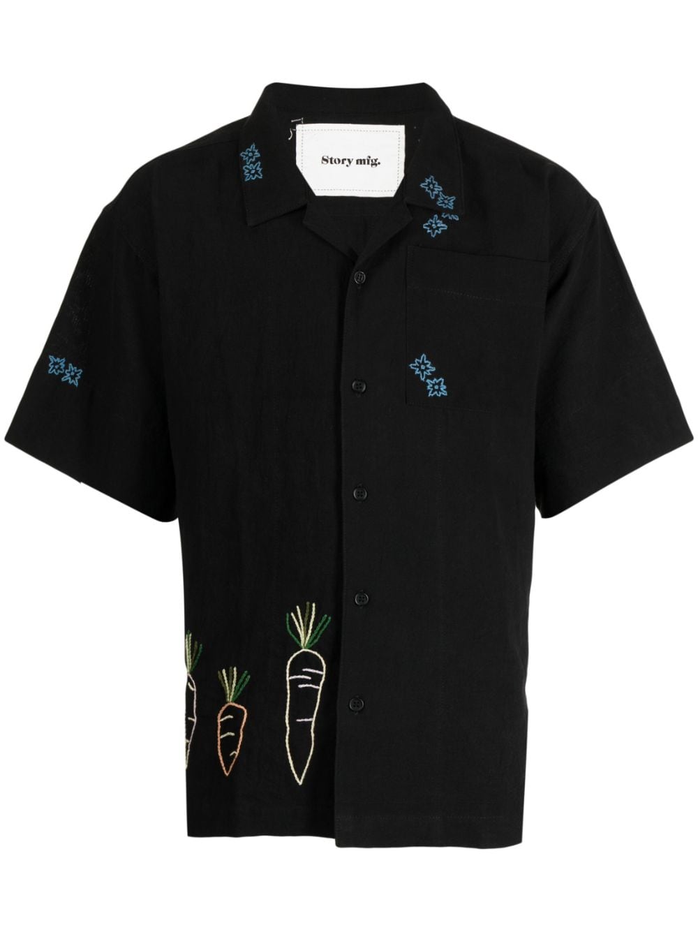 STORY mfg. embroidered-motif cotton-linen blend shirt - Black von STORY mfg.