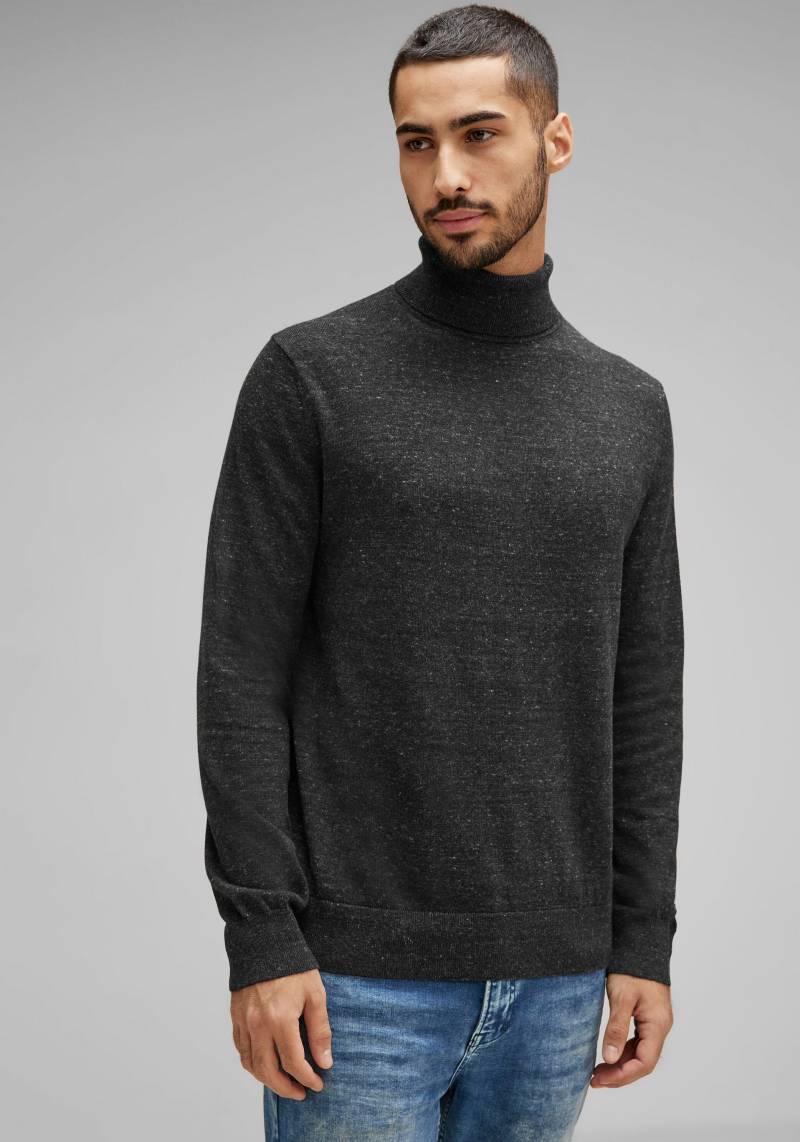 STREET ONE MEN Rollkragenpullover, in melierter Optik von STREET ONE MEN