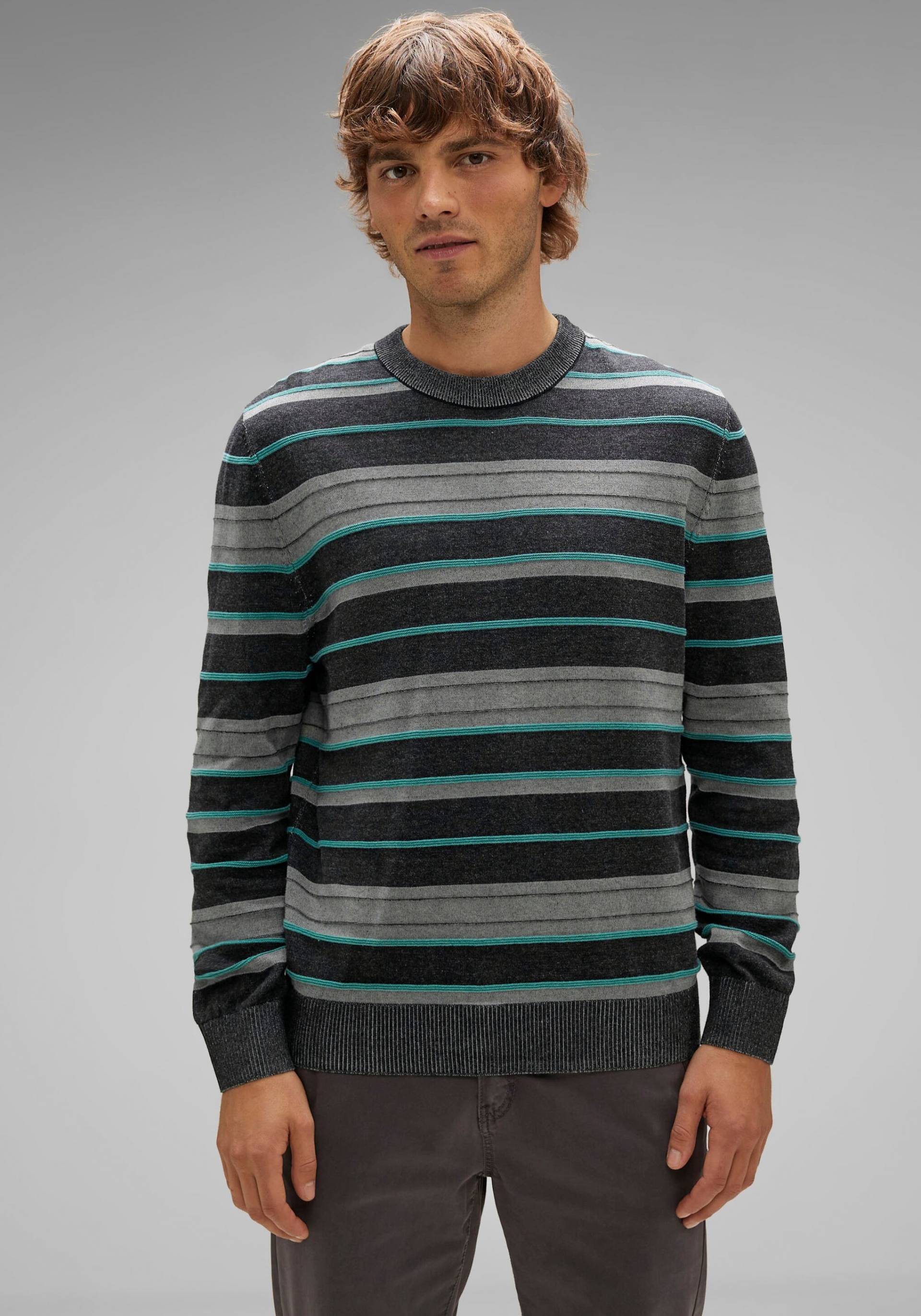 STREET ONE MEN Rundhalspullover, mit Strickdesign von STREET ONE MEN