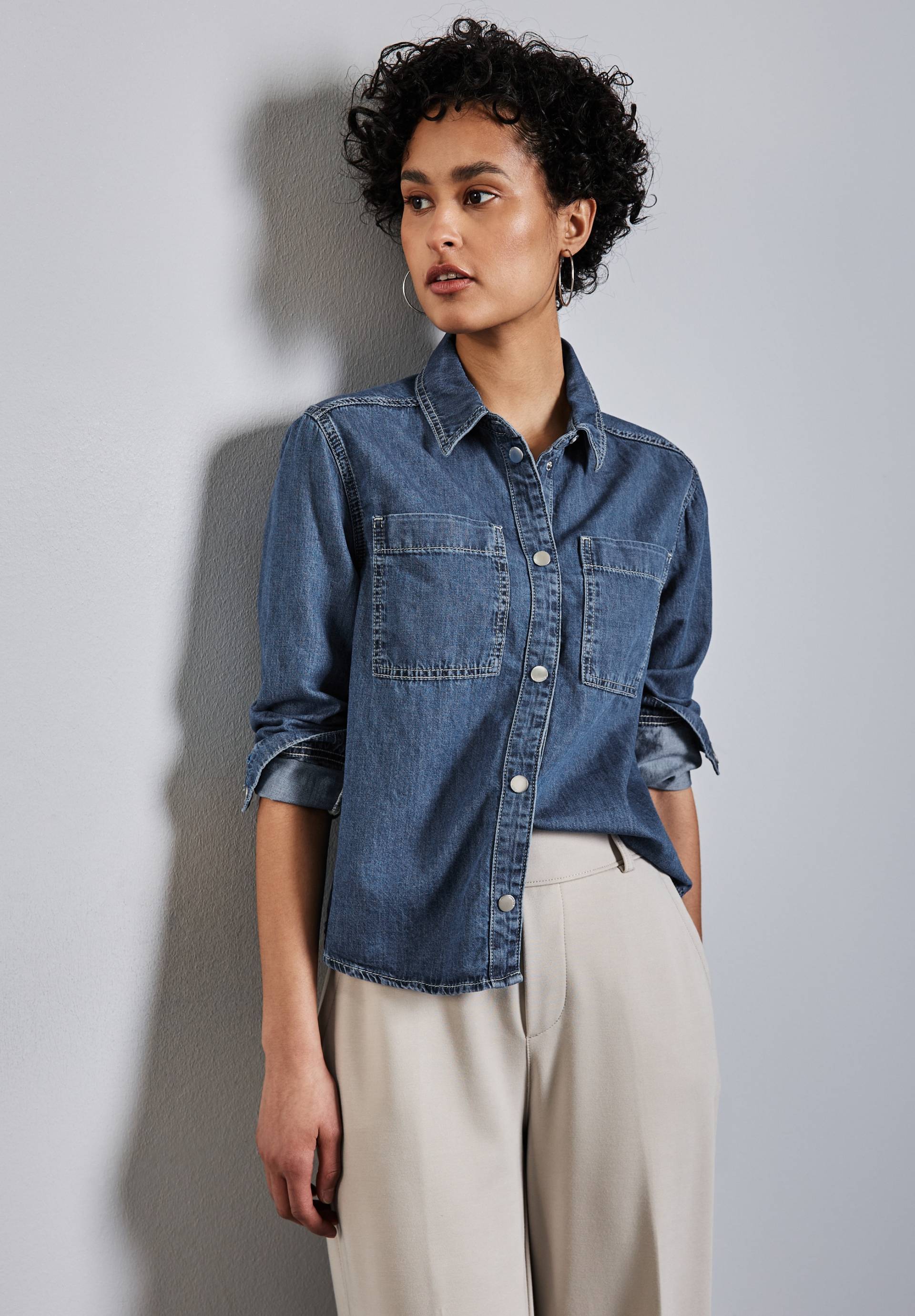 STREET ONE Jeansbluse, mit Druckknöpfen von STREET ONE