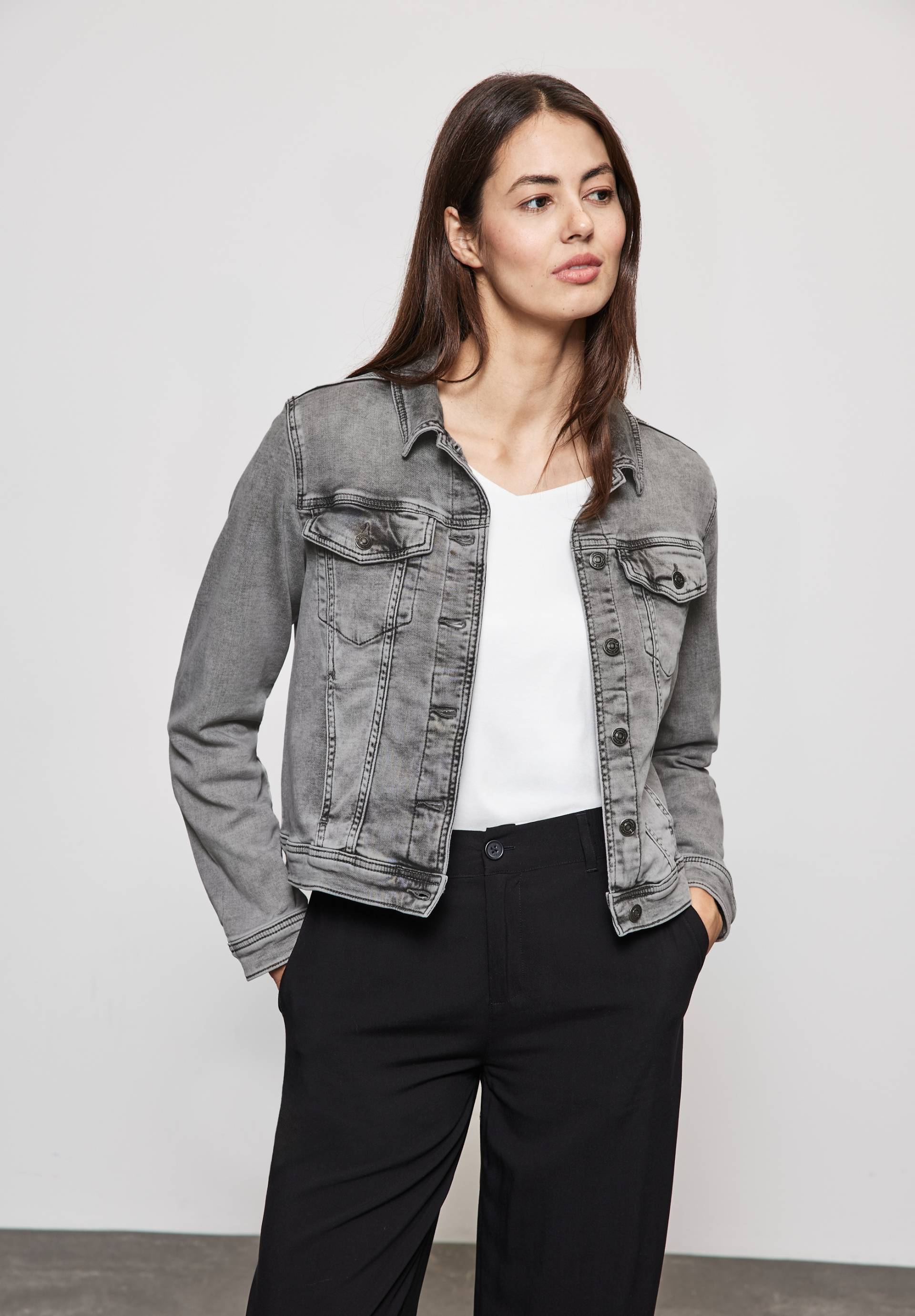 STREET ONE Jeansjacke, in grauer Waschung