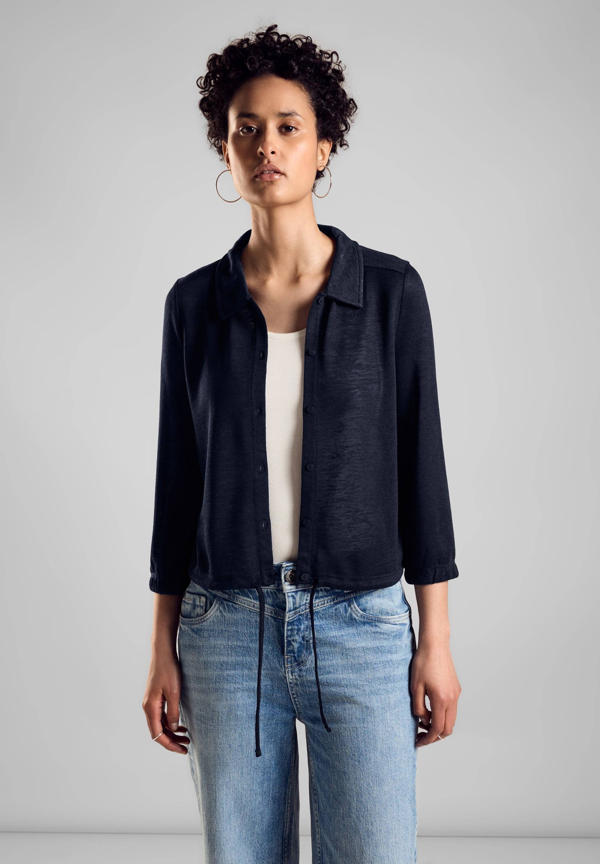 STREET ONE Kurzarmshirt, im Cardigan-Style mit Knopfleiste von STREET ONE