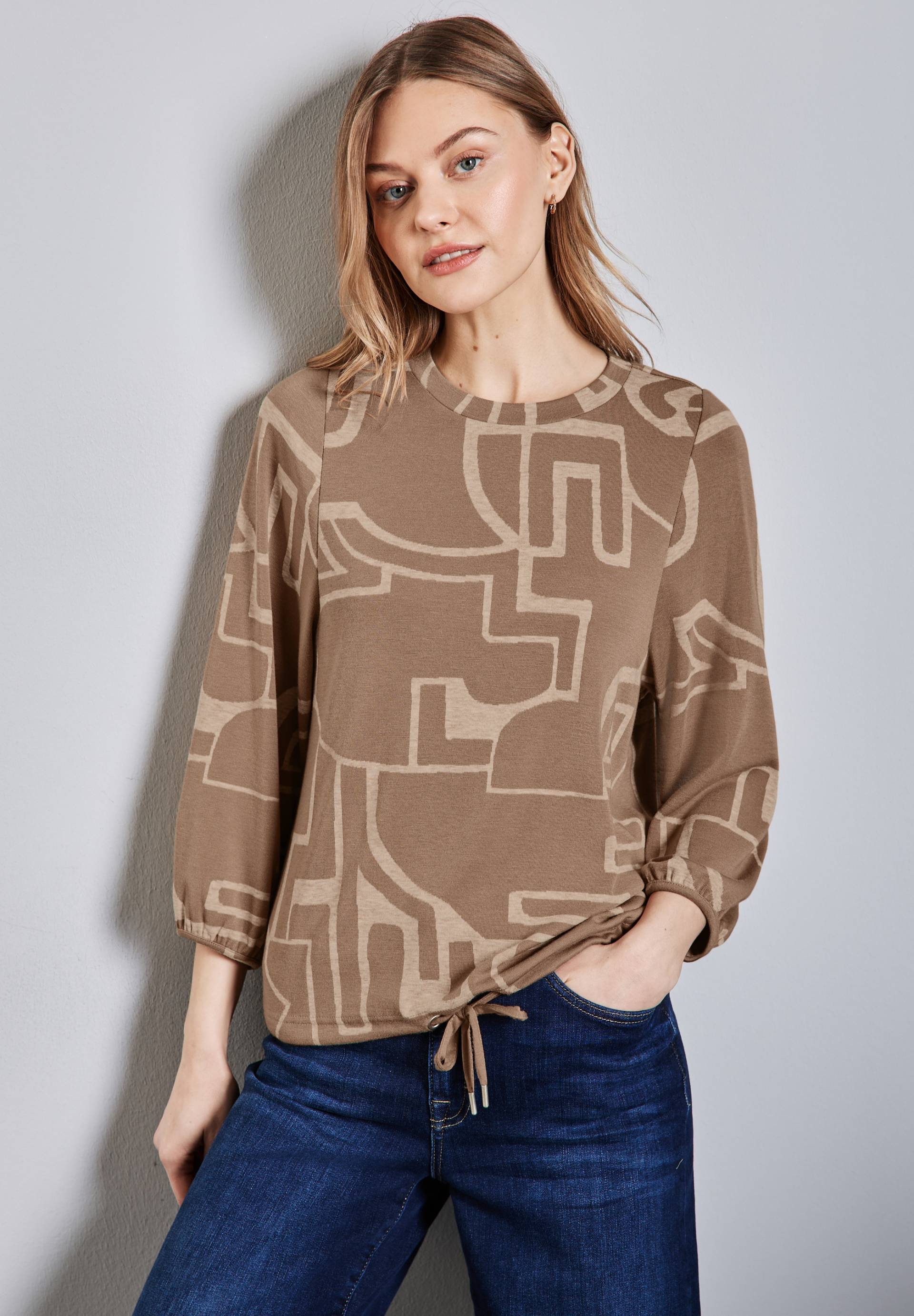 STREET ONE Rundhalspullover, mit All-Over Print von STREET ONE