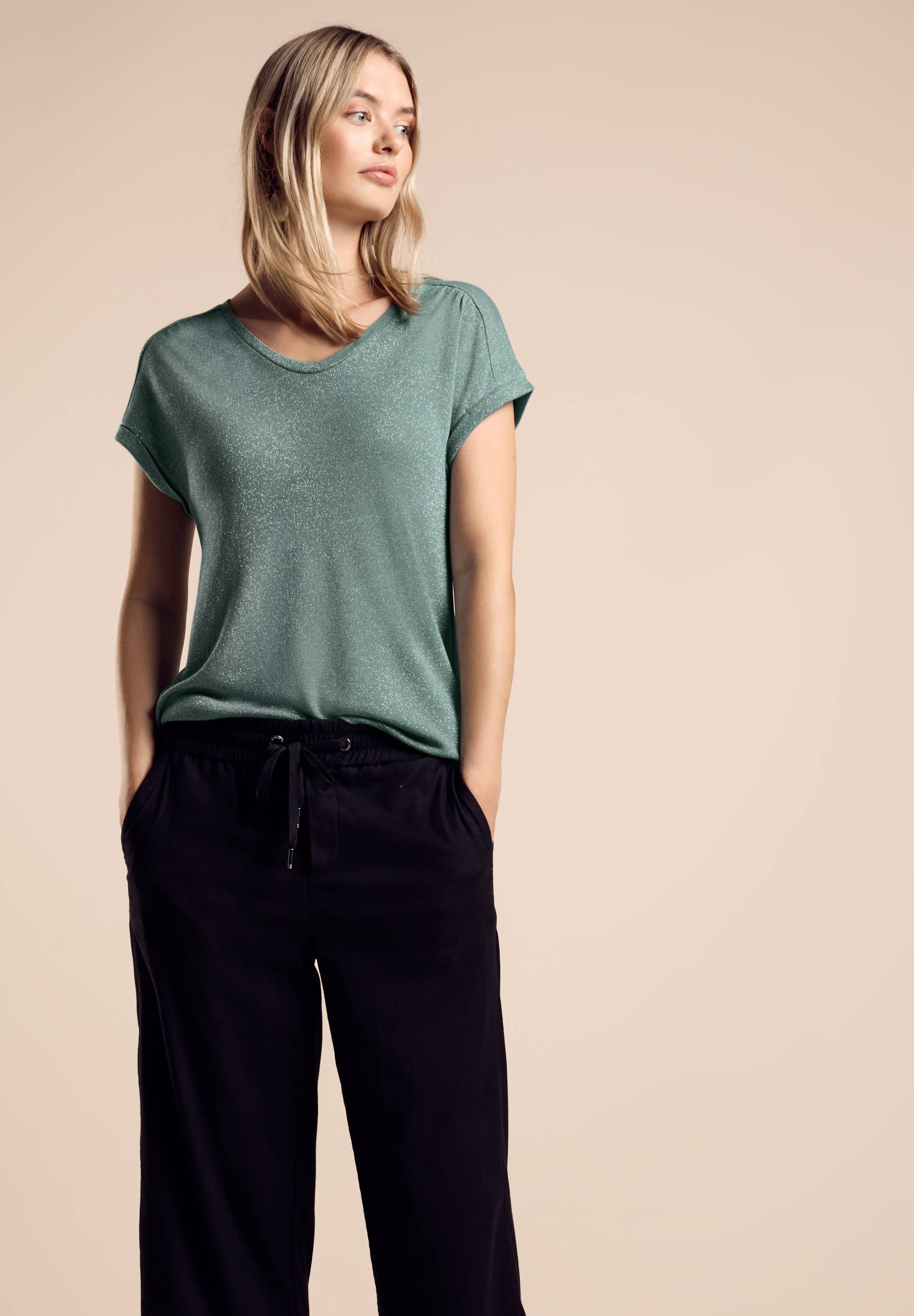 STREET ONE Shirttop, im Glanz-Look von STREET ONE