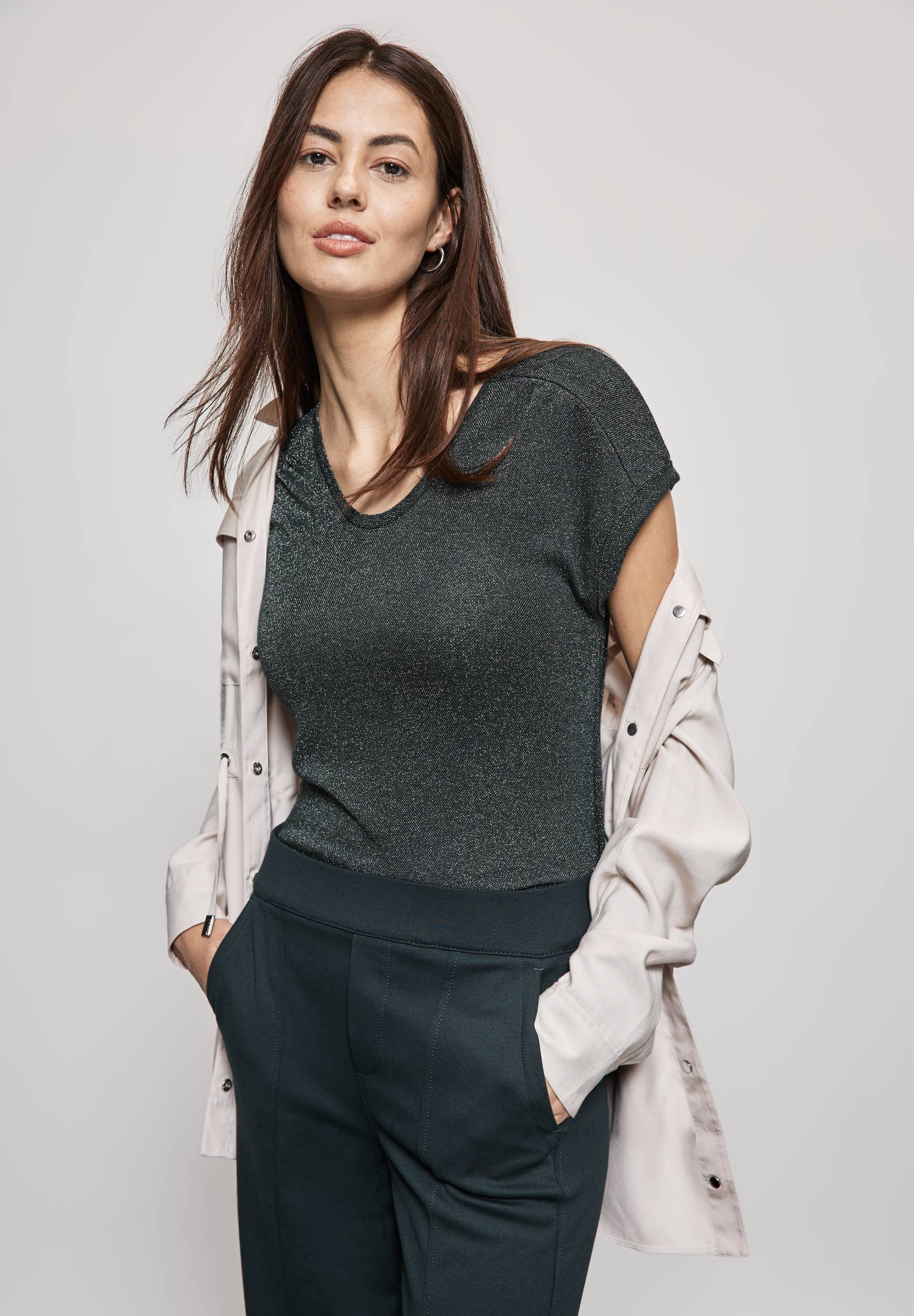 STREET ONE Shirttop, im Glanz-Look von STREET ONE