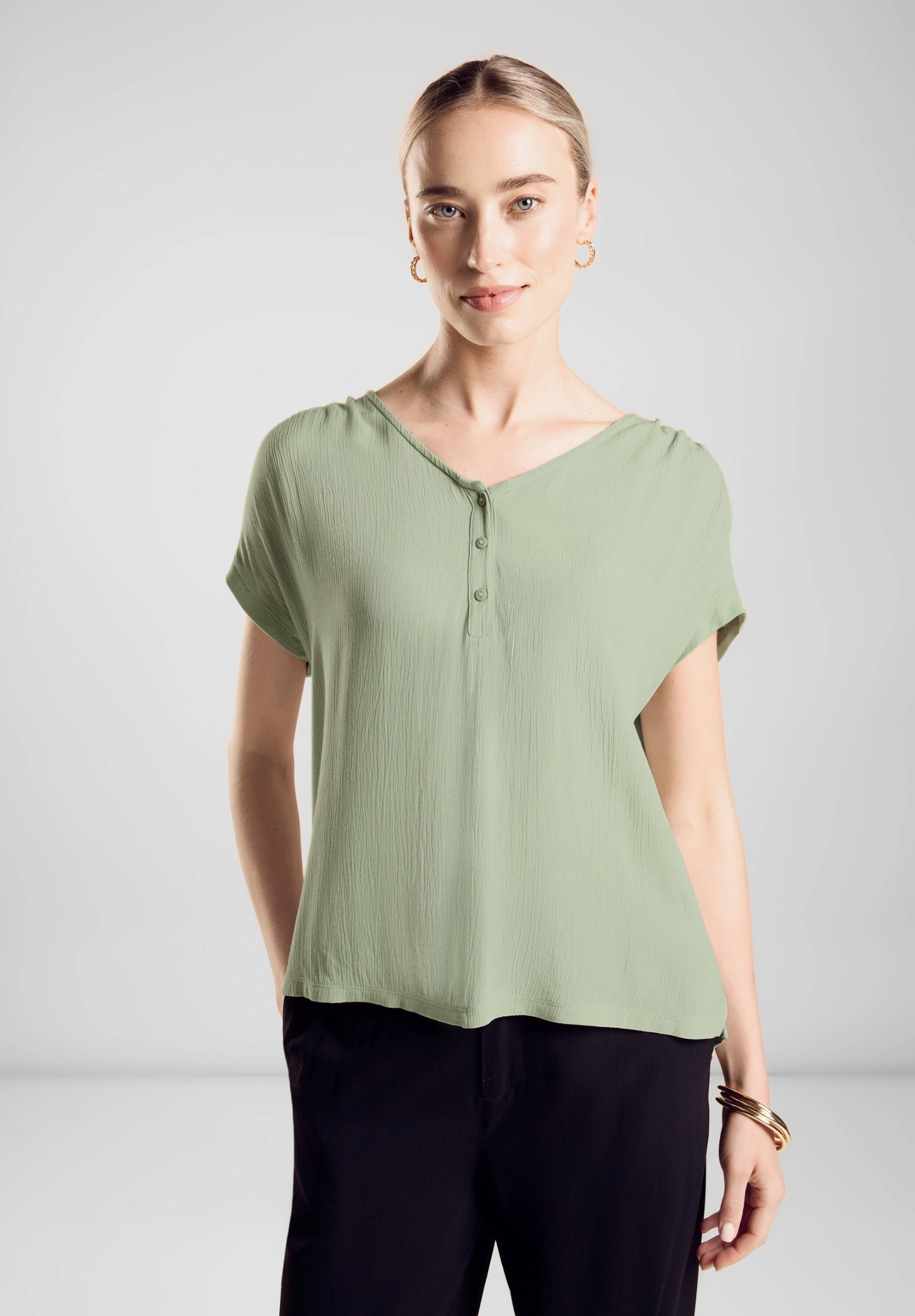 STREET ONE Shirttop, mit softe Crinkle Viskose Front von STREET ONE