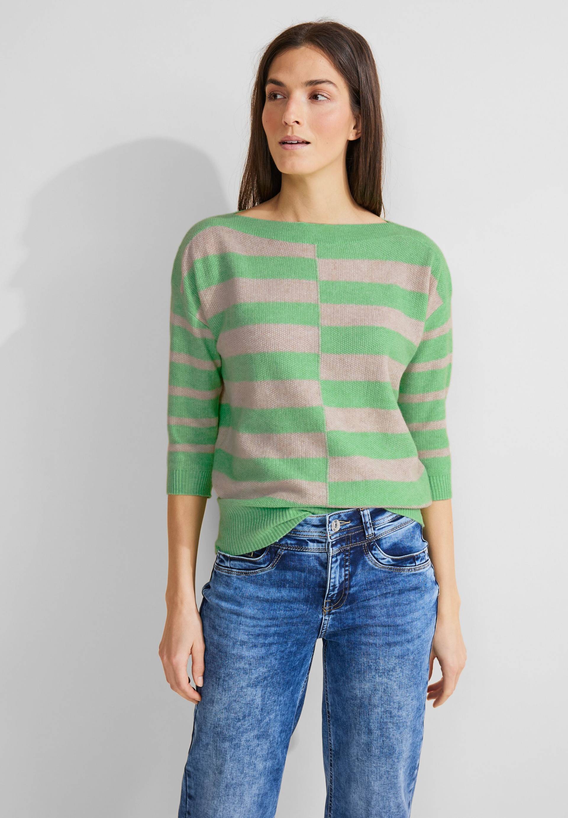 STREET ONE Streifenpullover »Striped U-Boat«, mit 3/4 Arm und U-Boot-Ausschnitt von STREET ONE