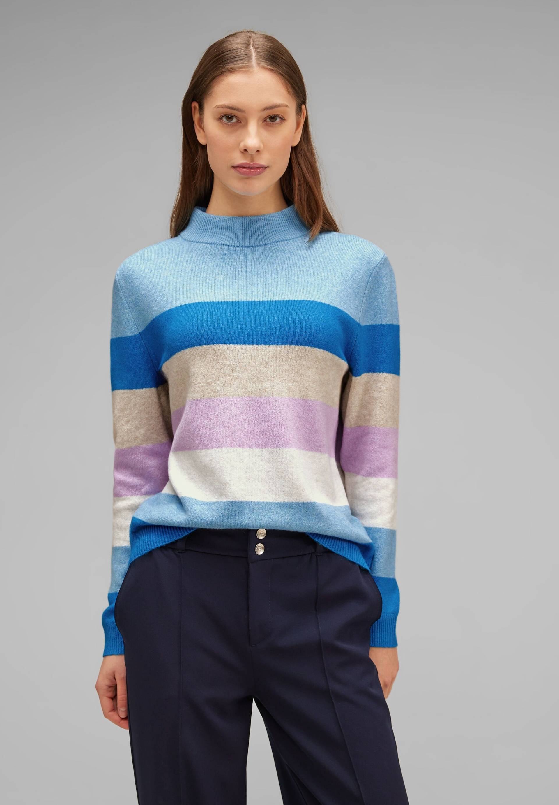 STREET ONE Strickpullover, mit Colorblocking und Stehkragen von STREET ONE