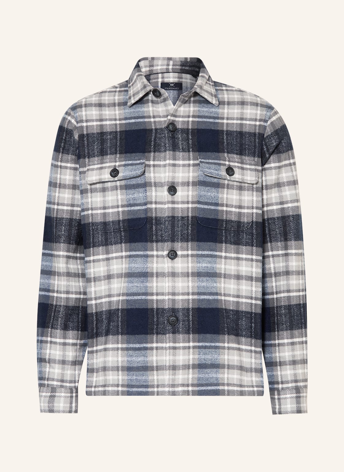 Strokesman's Flanell-Overshirt grau von STROKESMAN'S