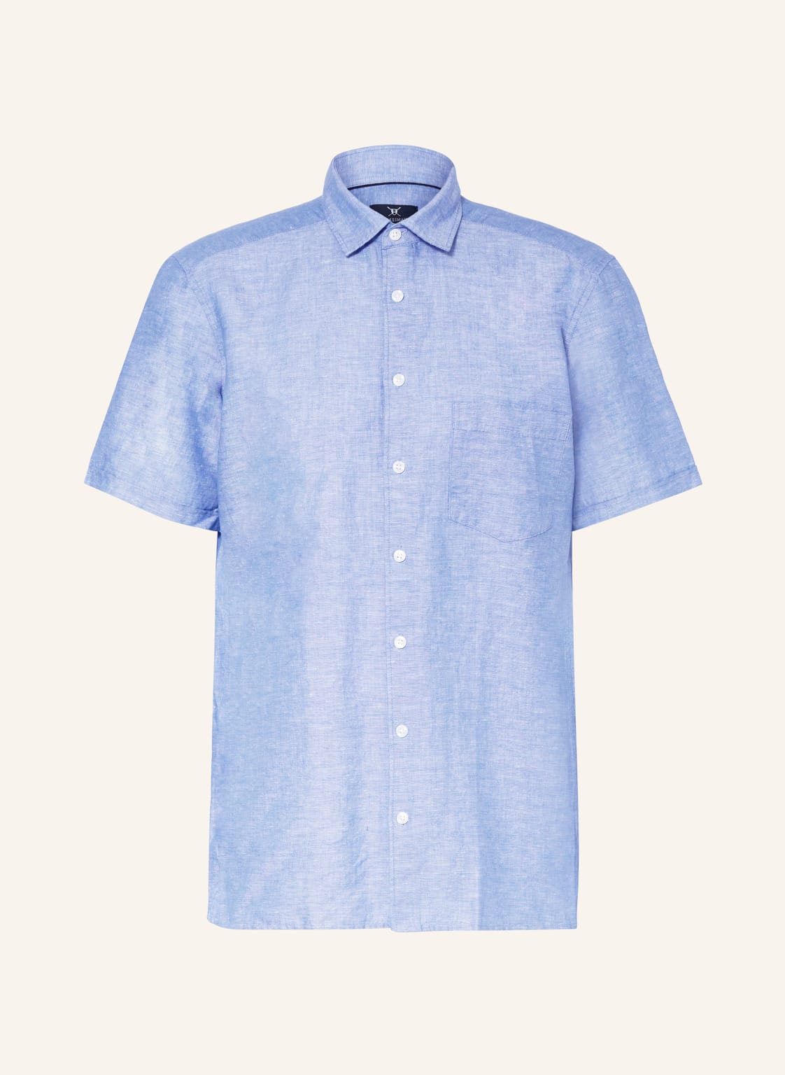 Strokesman's Kurzarm-Hemd Regular Fit Mit Leinen blau von STROKESMAN'S
