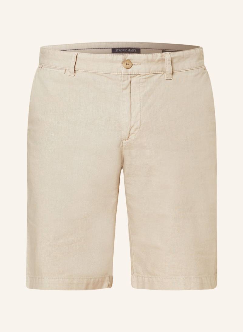 Strokesman's Shorts Slim Fit Mit Leinen beige von STROKESMAN'S