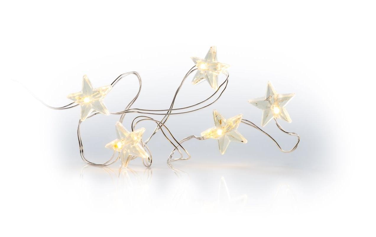 STT LED Dekofigur »LED Battery String stars 5 m Silberfarben« von STT