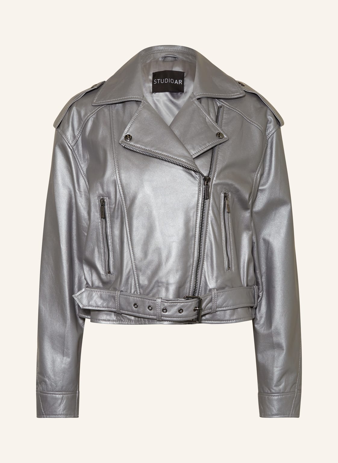 Studio Ar Lederjacke Savannah silber Studio Ar Lederjacke Savannah silber von STUDIO AR