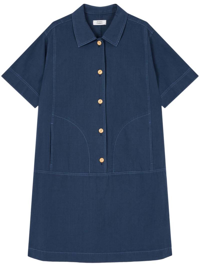 STUDIO TOMBOY button-up contrast-stitching dress - Blue von STUDIO TOMBOY