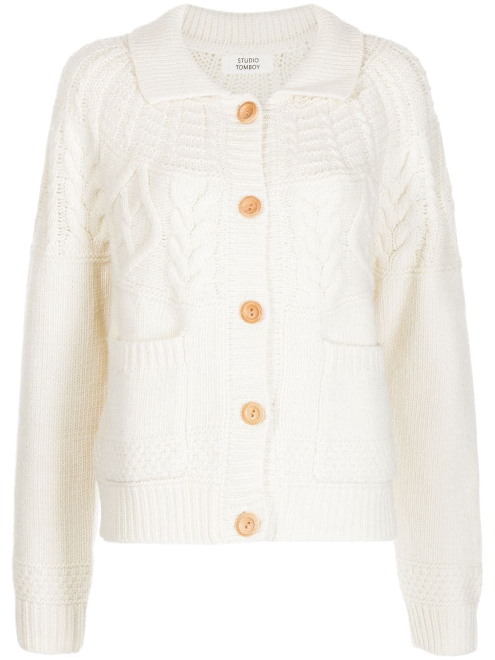 STUDIO TOMBOY cable-knit button-up cardigan - White von STUDIO TOMBOY