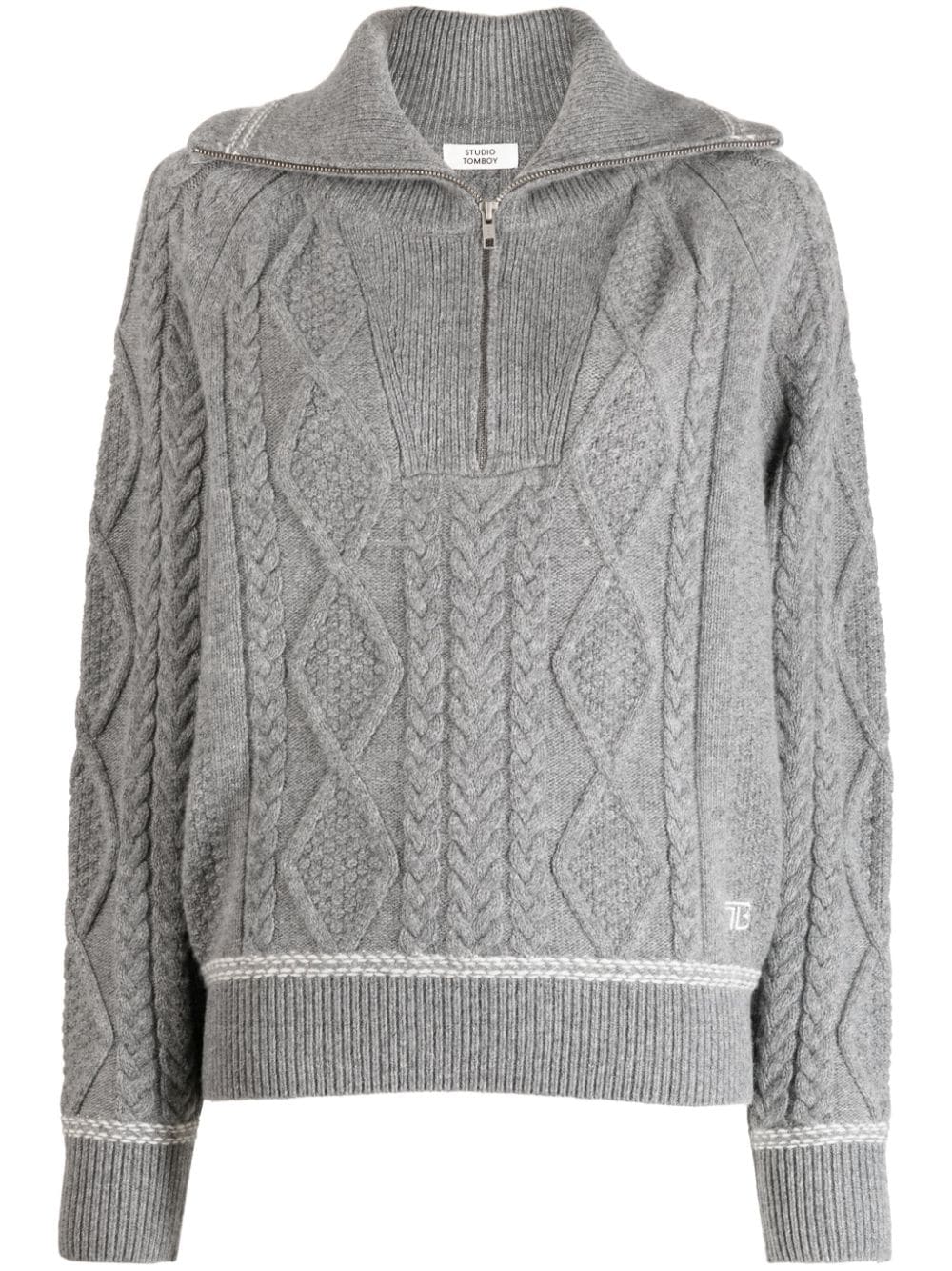 STUDIO TOMBOY cable-knit half-zip jumper - Grey von STUDIO TOMBOY