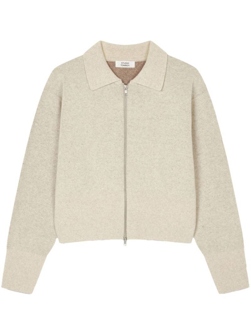 STUDIO TOMBOY classic-collar zip-up cardigan - Neutrals von STUDIO TOMBOY