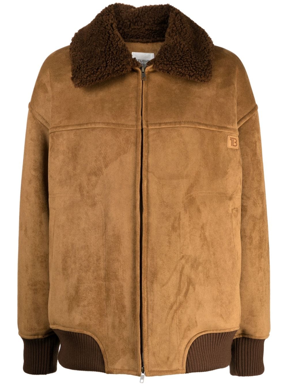 STUDIO TOMBOY contrast-collar faux-suede aviator jacket - Brown von STUDIO TOMBOY