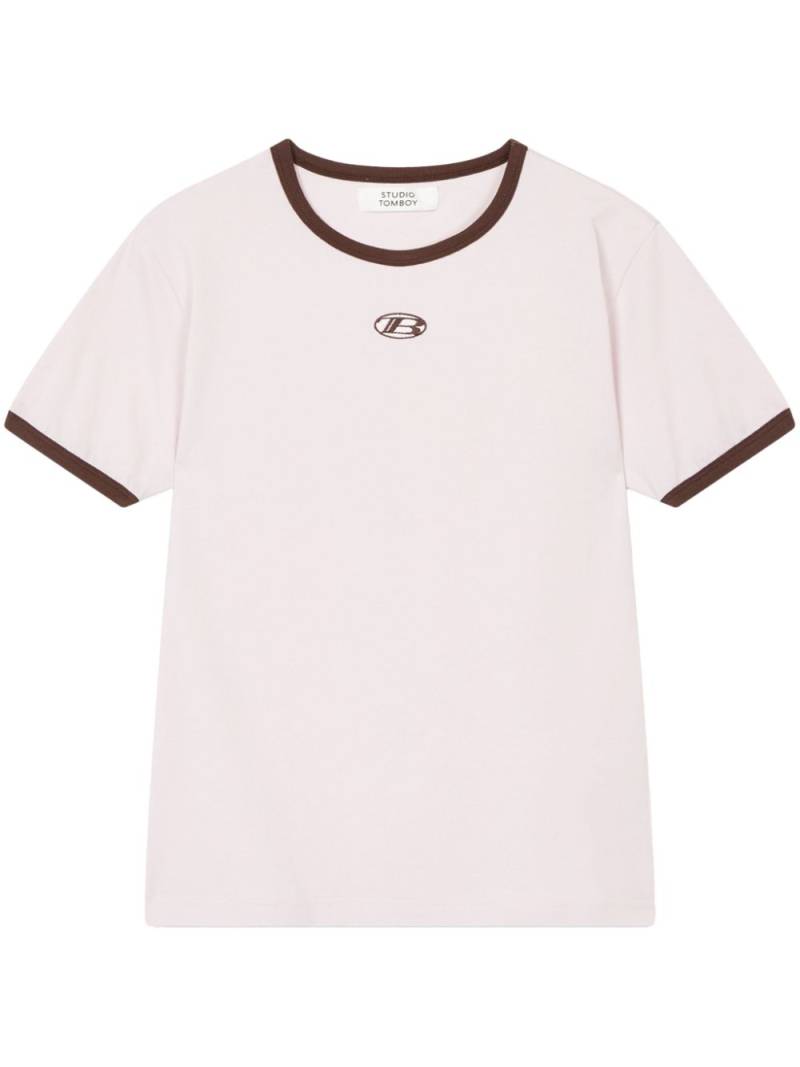 STUDIO TOMBOY contrasting-border cotton T-shirt - Pink von STUDIO TOMBOY