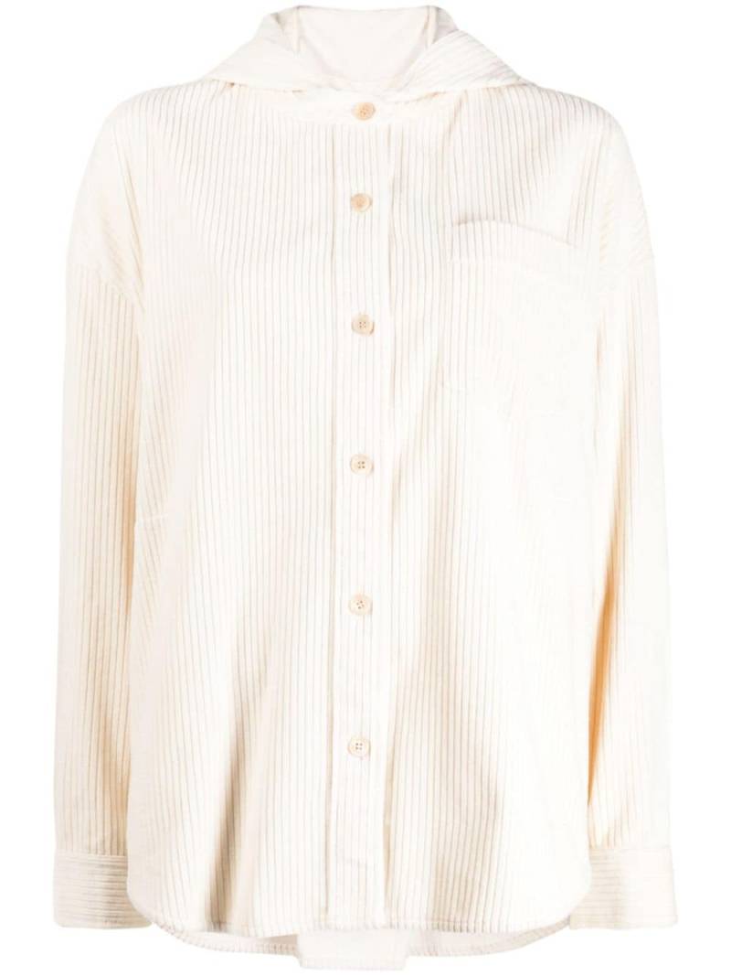 STUDIO TOMBOY corduroy hooded shirt - White von STUDIO TOMBOY