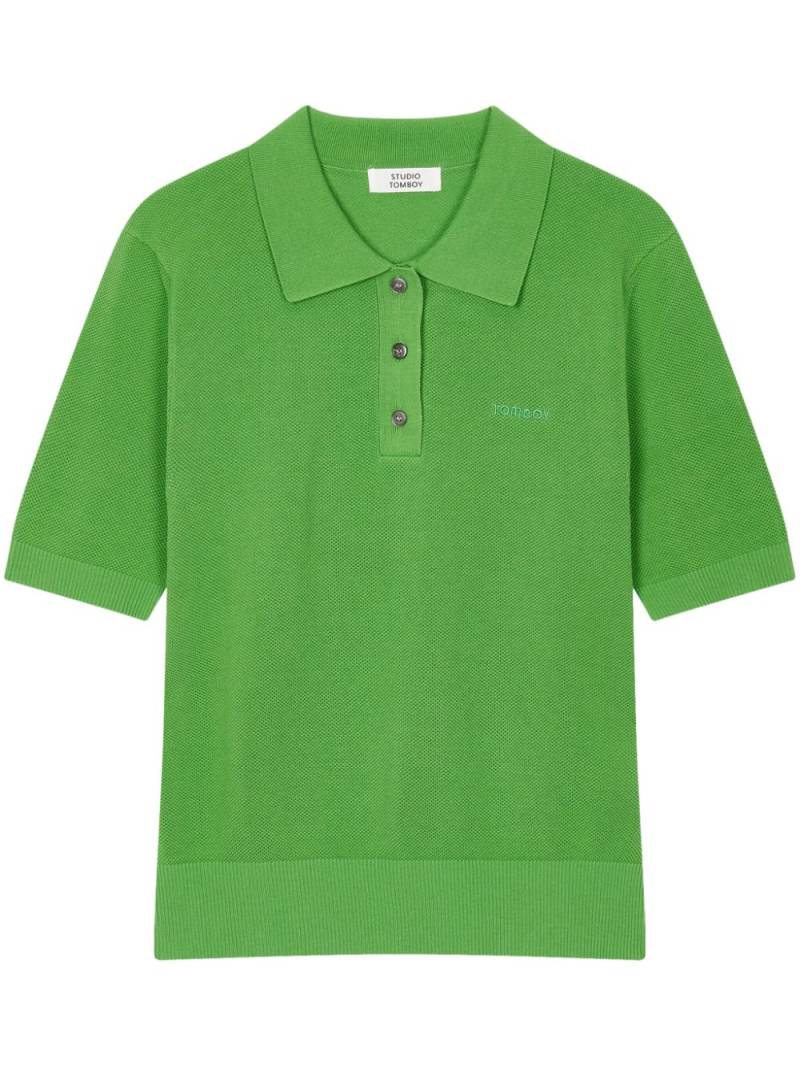 STUDIO TOMBOY knitted cotton polo shirt - Green von STUDIO TOMBOY