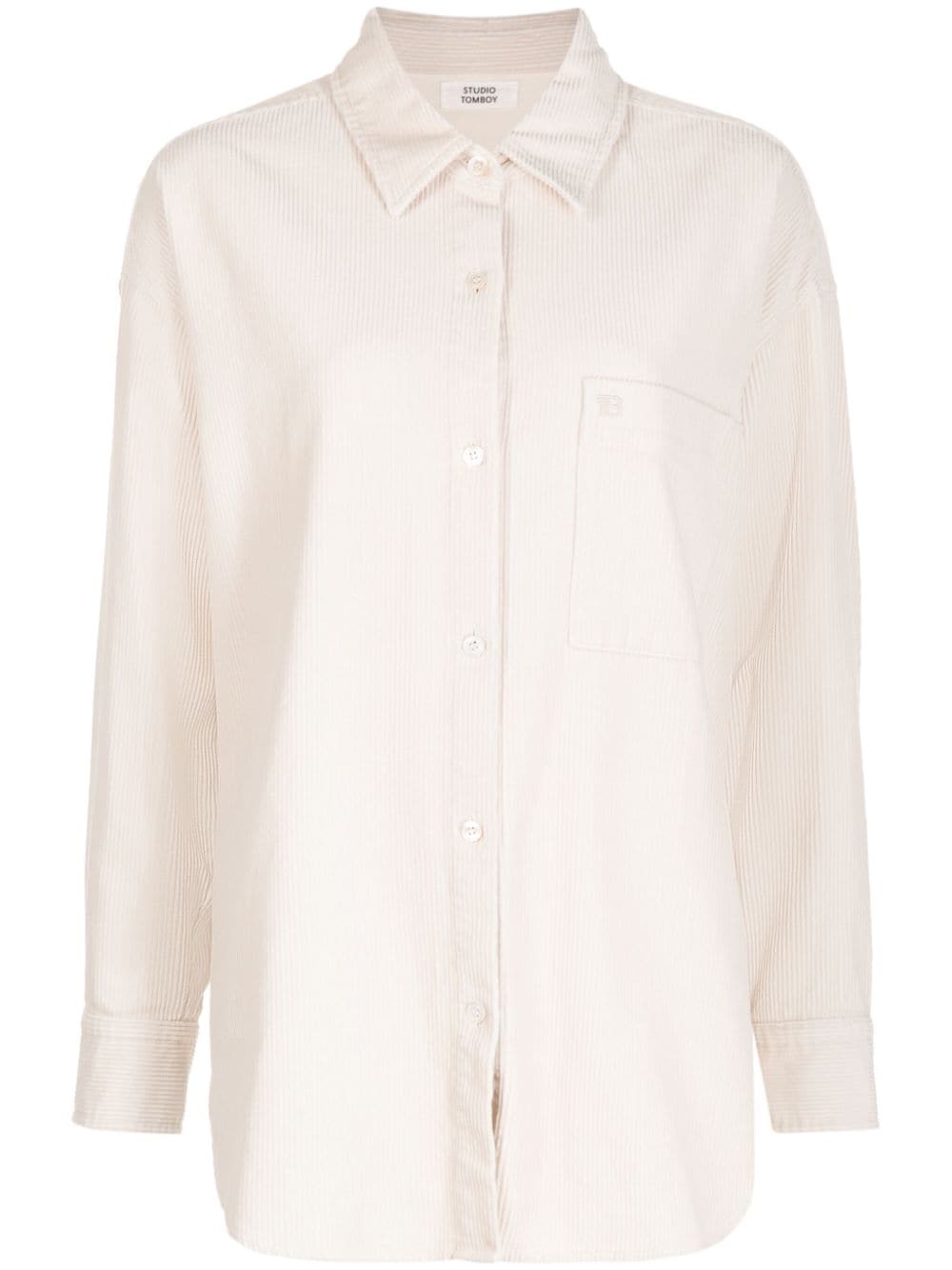 STUDIO TOMBOY logo-embroidered corduroy shirt - White von STUDIO TOMBOY