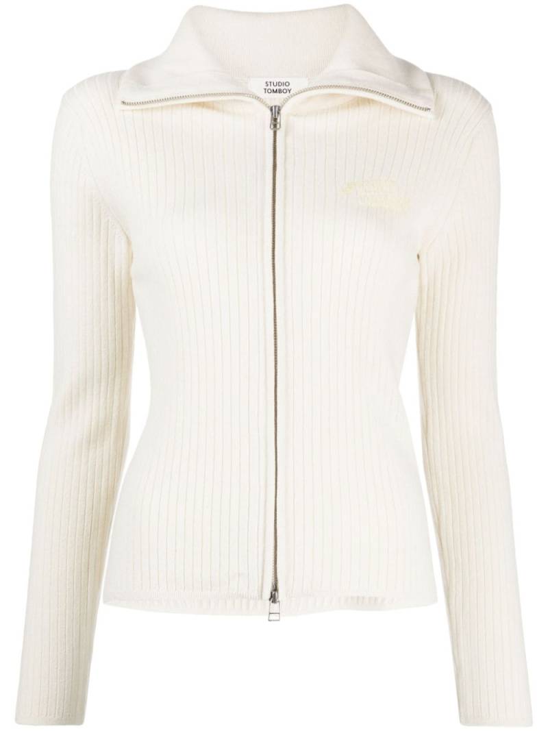 STUDIO TOMBOY logo-embroidered zip-up cardigan - White von STUDIO TOMBOY