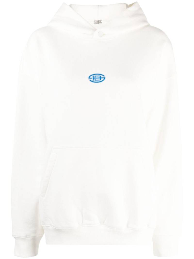 STUDIO TOMBOY logo-print cotton hoodie - White von STUDIO TOMBOY