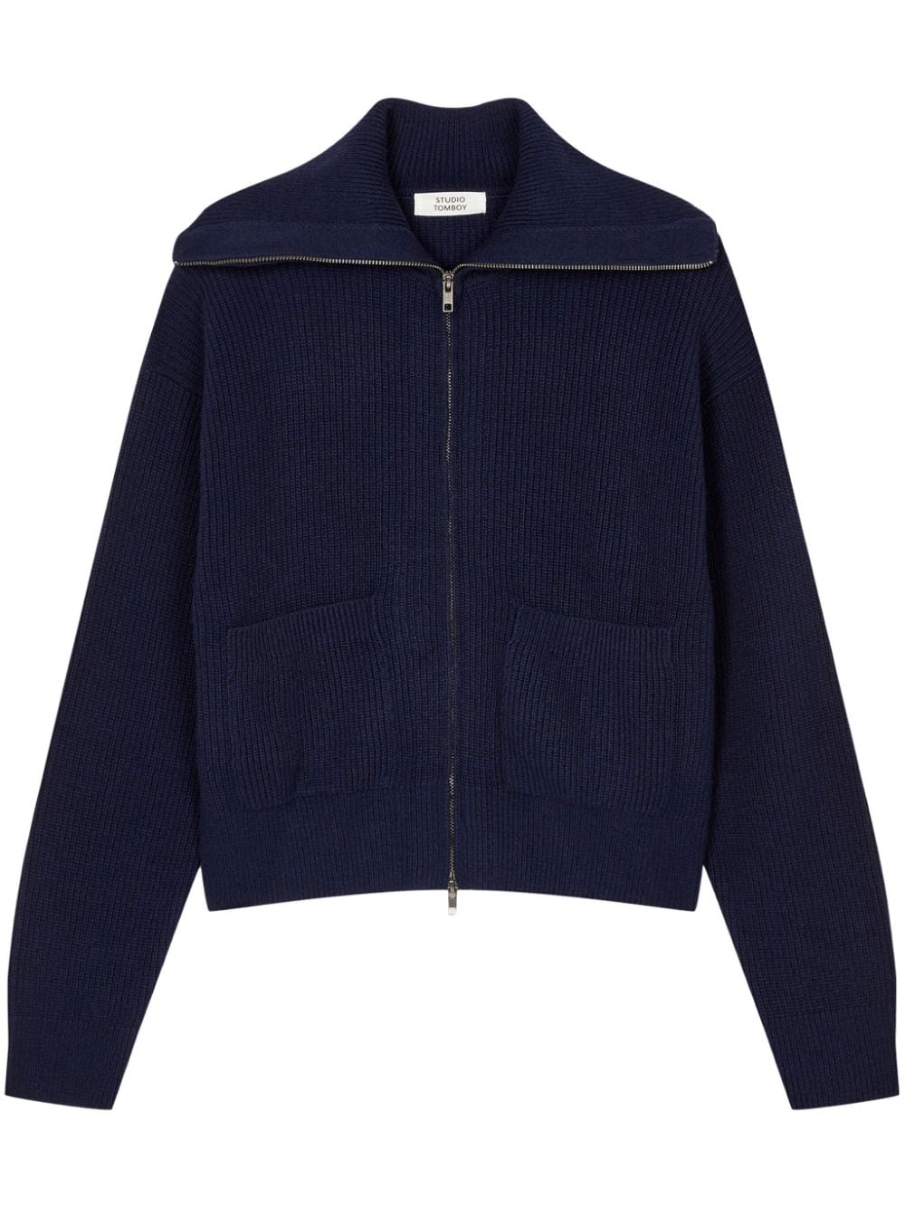 STUDIO TOMBOY oversize-collar zip-front cardigan - Blue von STUDIO TOMBOY