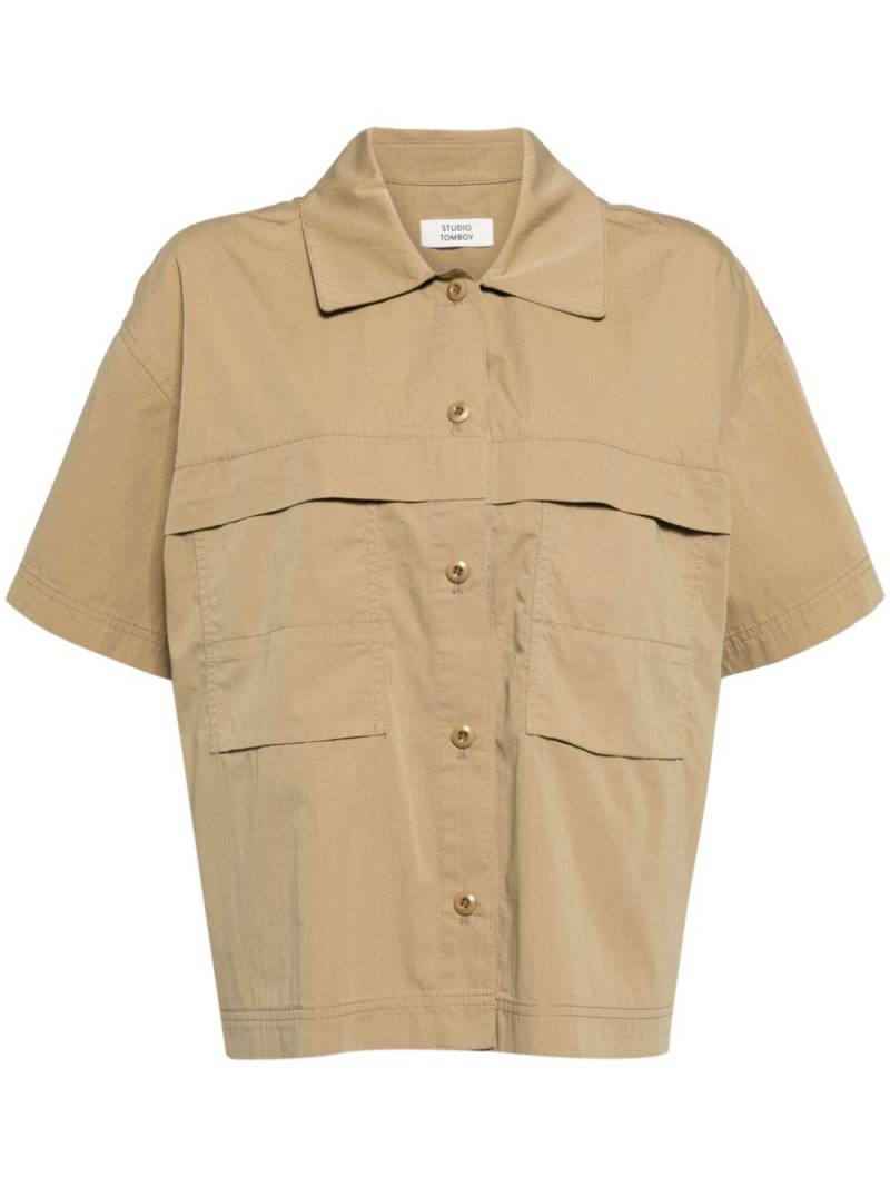 STUDIO TOMBOY panelled short-sleeve shirt - Brown von STUDIO TOMBOY