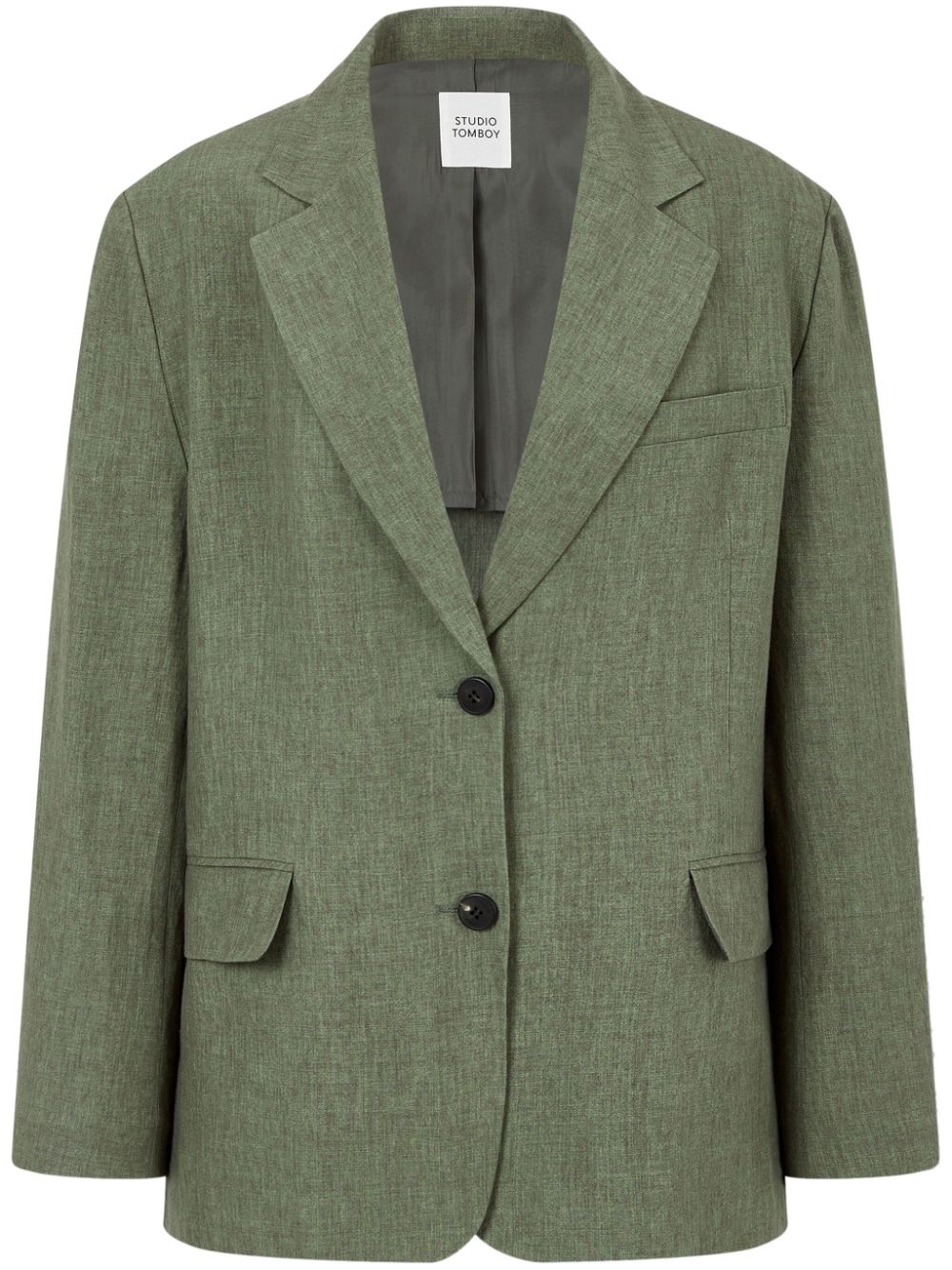 STUDIO TOMBOY peak-lapels linen blazer - Green von STUDIO TOMBOY