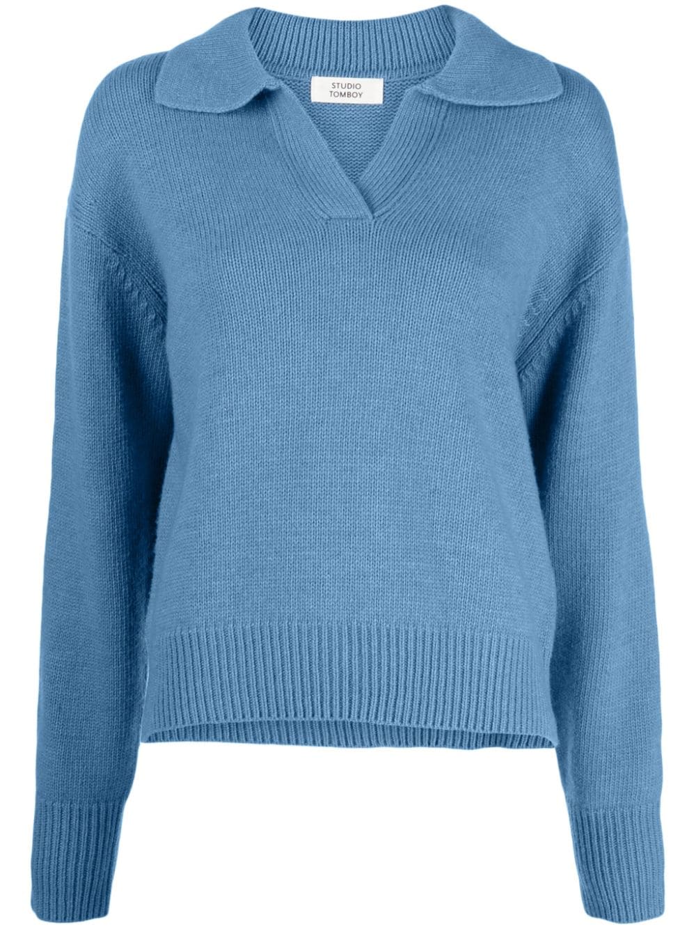 STUDIO TOMBOY spread-collar knitted top - Blue von STUDIO TOMBOY