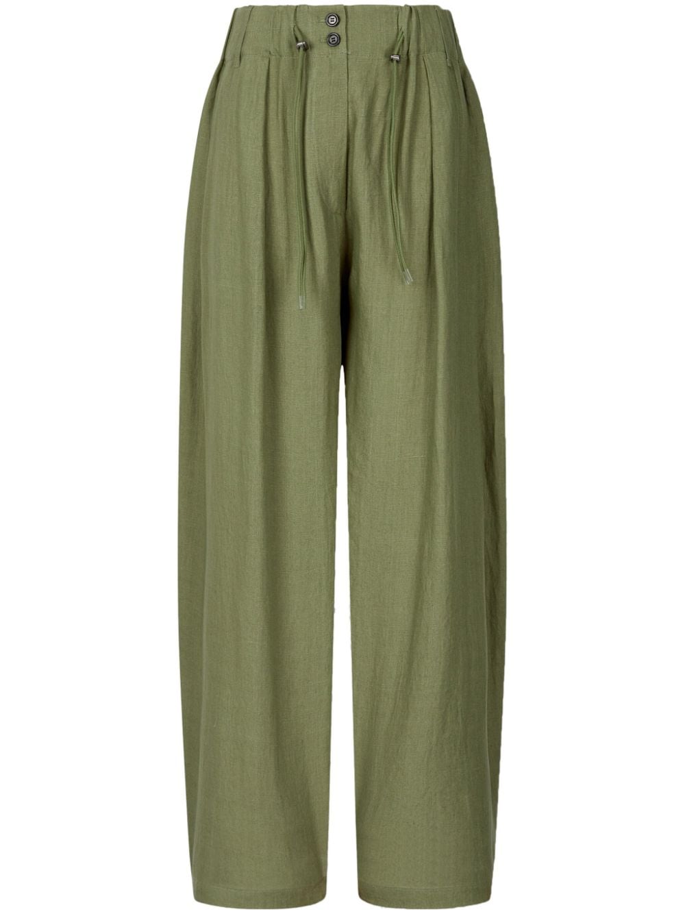 STUDIO TOMBOY string-band wide-leg linen trousers - Green von STUDIO TOMBOY