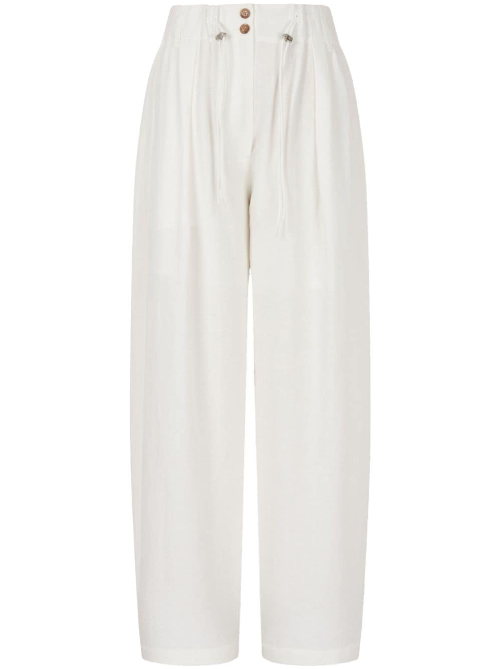 STUDIO TOMBOY string-band wide-leg linen trousers - White von STUDIO TOMBOY