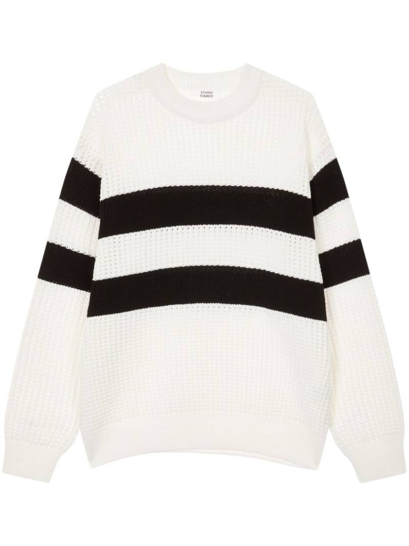 STUDIO TOMBOY stripe-detailing cotton jumper - White von STUDIO TOMBOY