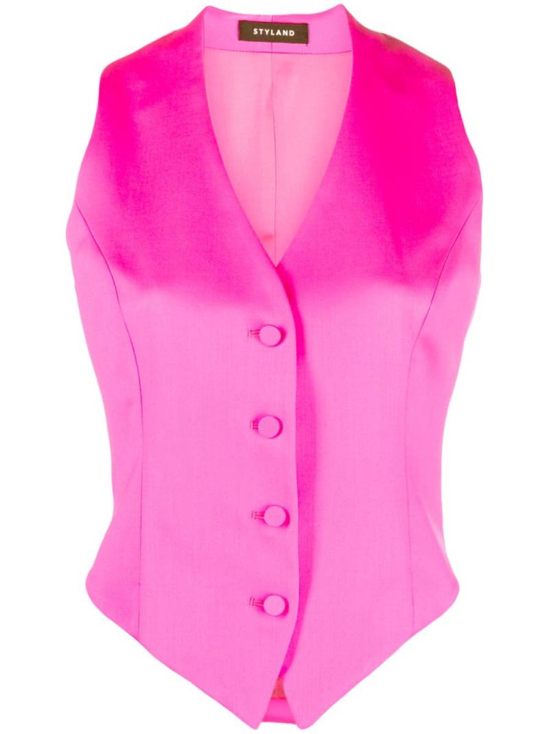 STYLAND V-neck sleeveless gilet - Pink von STYLAND