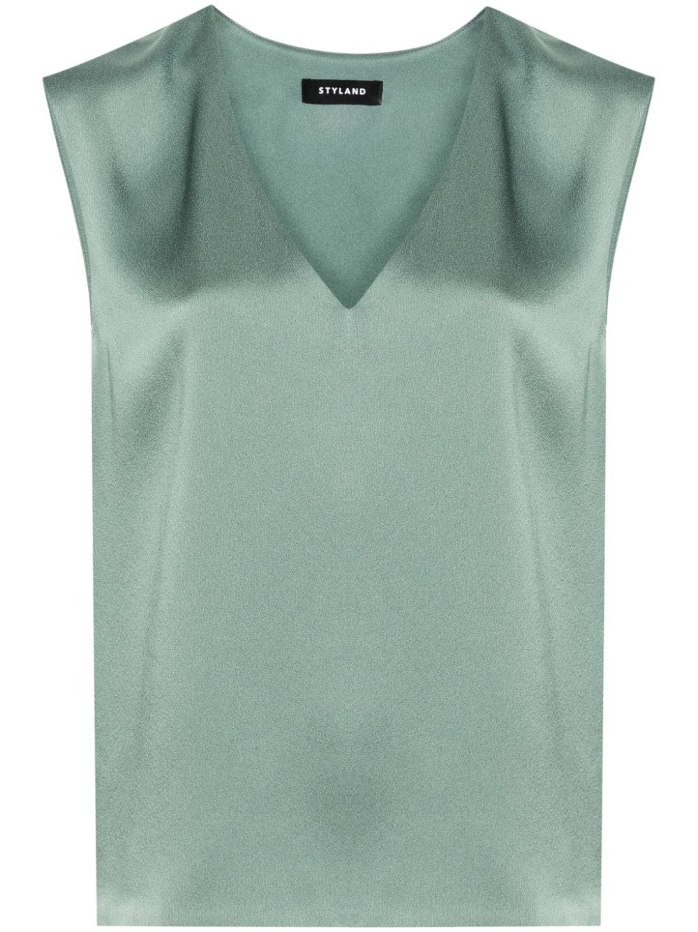 STYLAND V-neck sleeveless satin blouse - Green von STYLAND