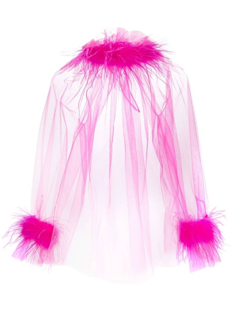 STYLAND feather-embellished sheer tulle top - Pink von STYLAND