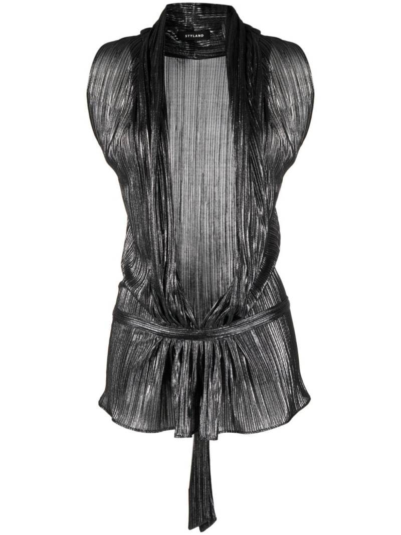 STYLAND metallic-effect pleated tank top - Grey von STYLAND