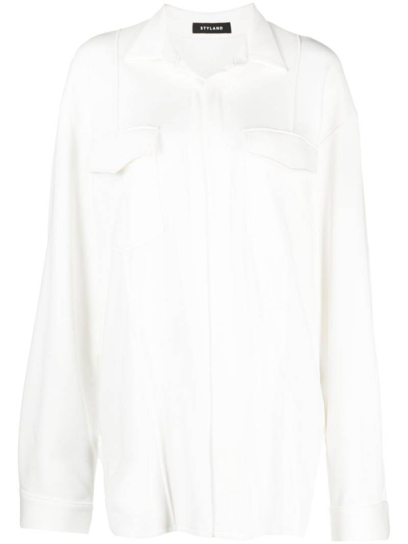 STYLAND open-front cotton shirt - White von STYLAND