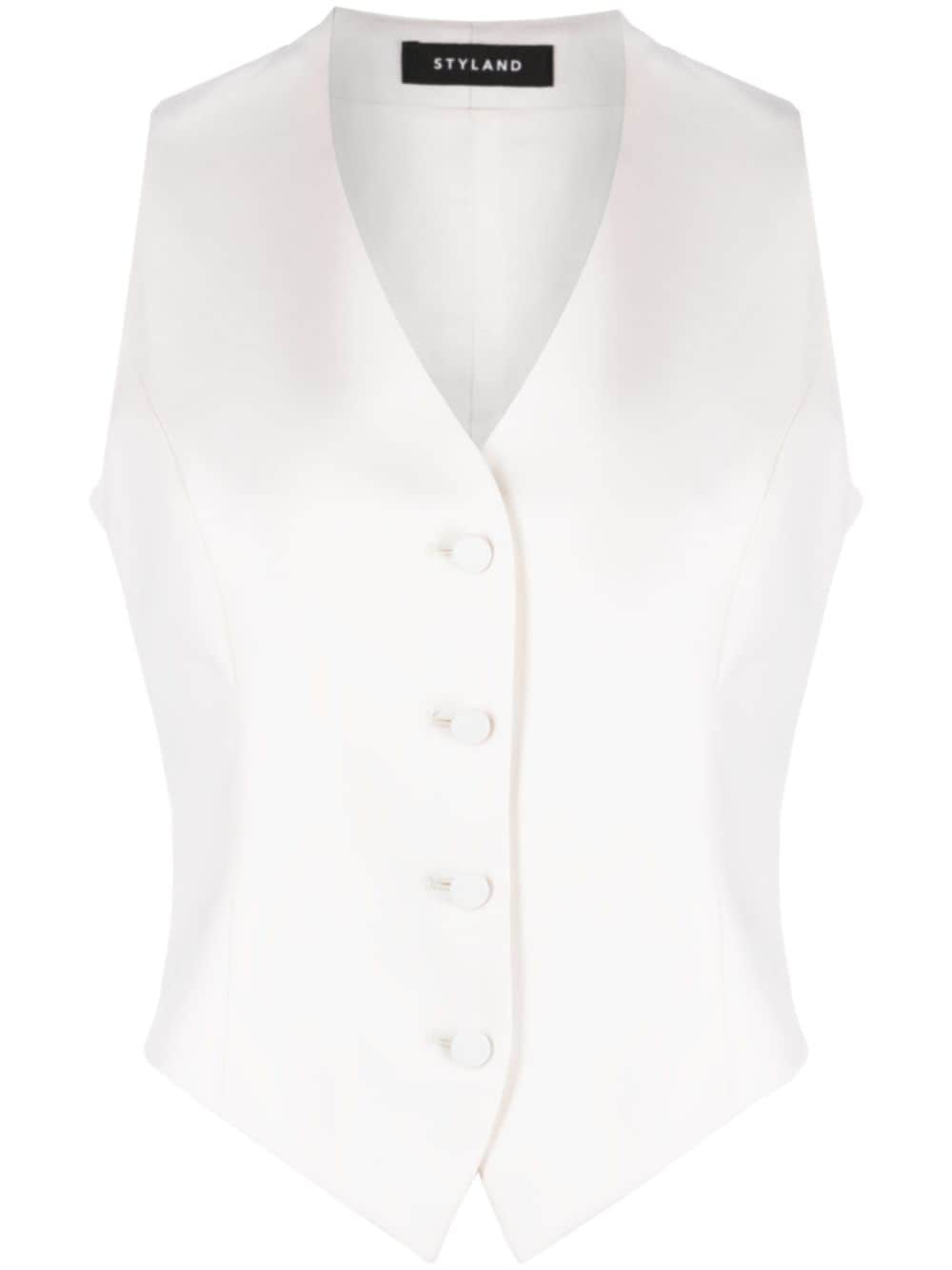 STYLAND organic wool buttoned-up waistcoat - Neutrals von STYLAND