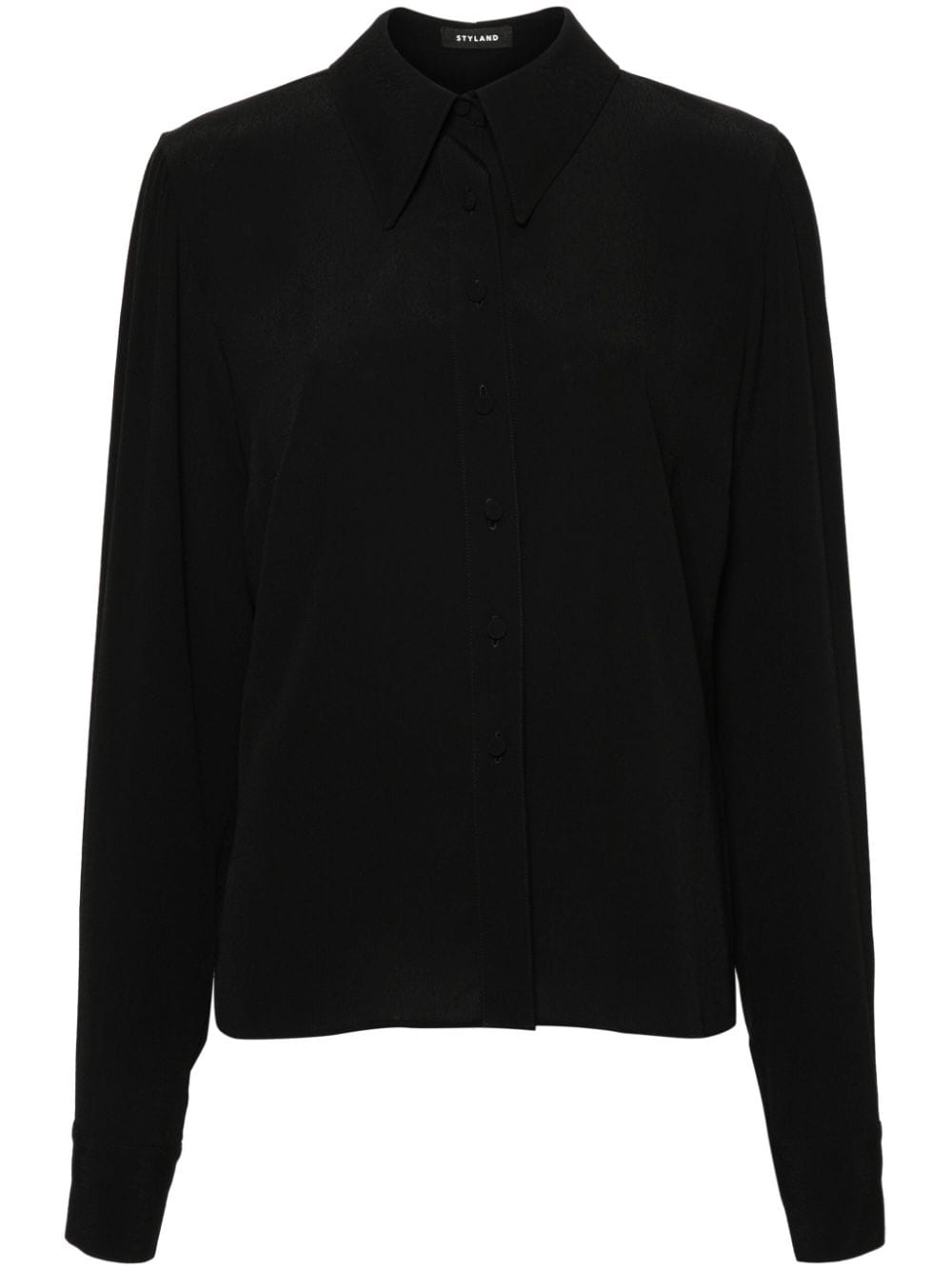 STYLAND oversized-collar crepe shirt - Black von STYLAND