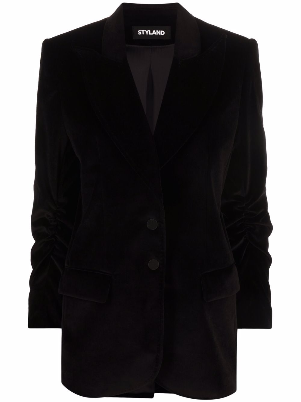 STYLAND single-breasted velvet blazer - Black von STYLAND