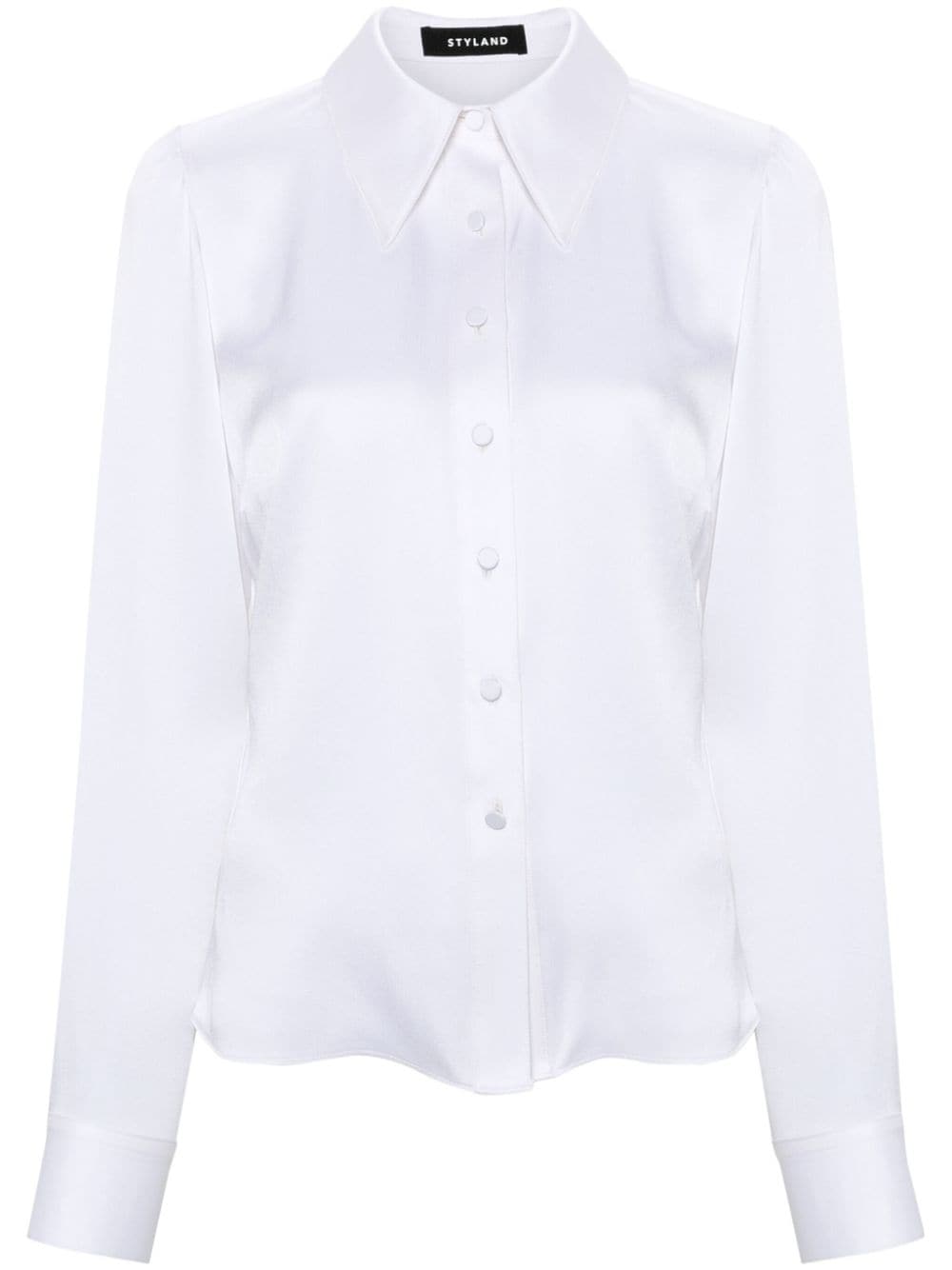 STYLAND straight-collar satin shirt - White von STYLAND