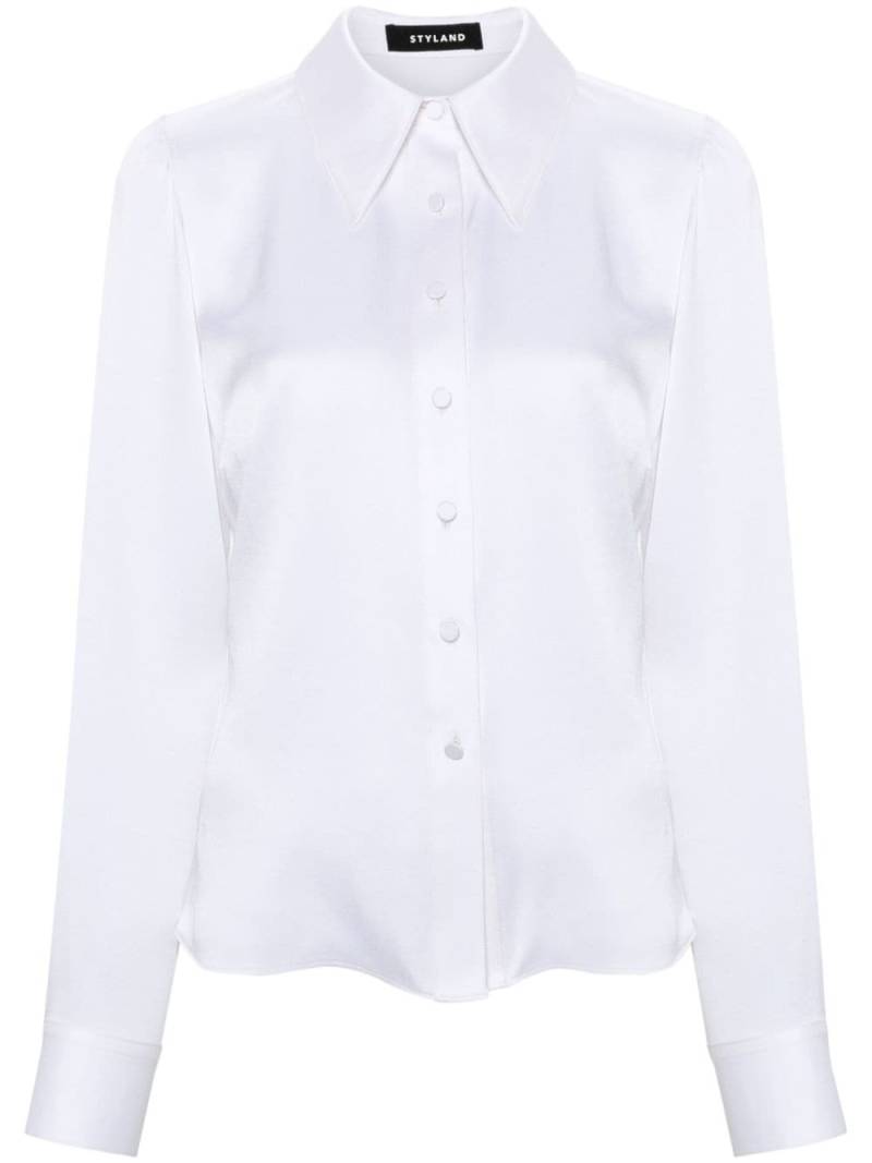 STYLAND straight-collar satin shirt - White von STYLAND